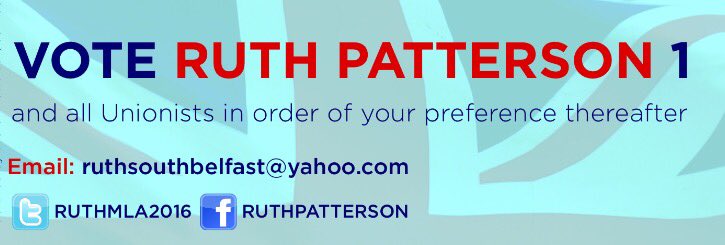RuthMLA2016's tweet photo. Vote for principled Unionism with a vision for a positive future for Northern Ireland. #Patterson1 https://t.co/NaRl0uolwM
