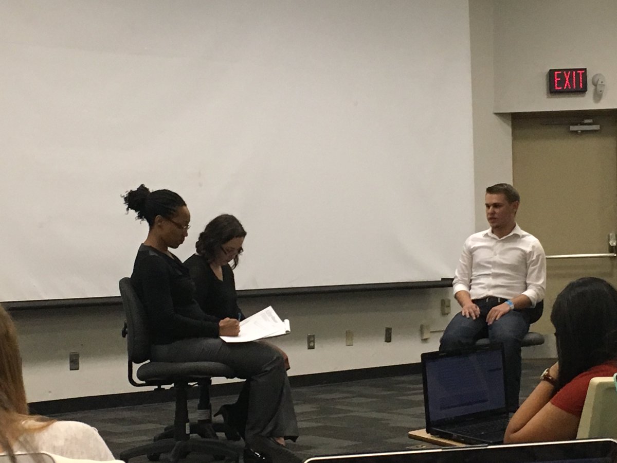 n_massani29's tweet photo. Thank you for taking the time to conduct a mock interview in our #JOU3109 class! @NadeneAtUFCRC @UF_CRC https://t.co/RXeeJ7yGxk