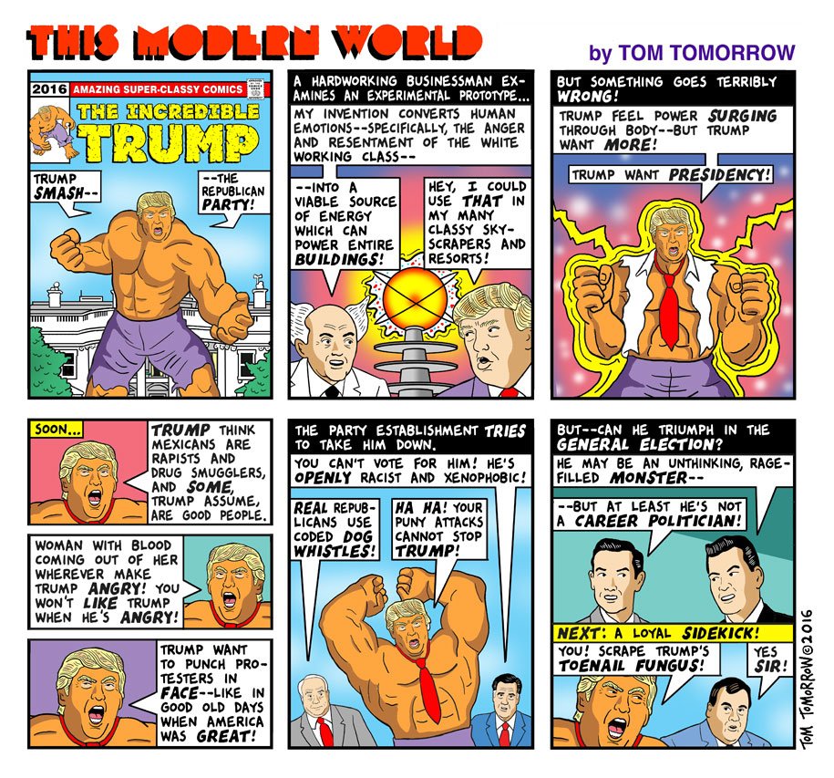 ResistanceNY's tweet photo. Genius. By @tomtomorrow.  #NeverTrump #DumpTrump @Waitingforahero @GTarantulo @CrisWiseNMighty https://t.co/ZmKDZQiIrn