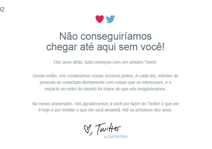 MarcePaula's tweet photo. Fazendo dez aninhos ontem. Parabéns @Twitter, seu lindo.. Muito #cute o e-mail de agradecimento 🙂#LoveTwitter https://t.co/O7d4PST3UO