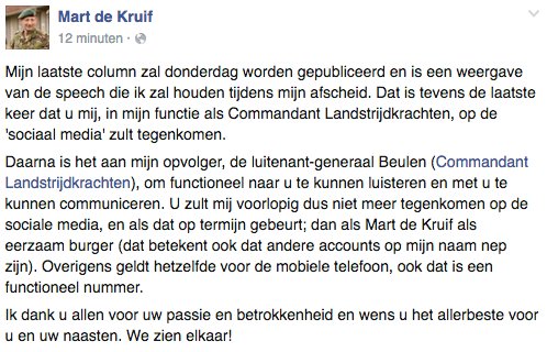 Mijn laatste column zal donderdag worden gepubliceerd en is een weergave van de afscheidsspeech die ik zal houden...