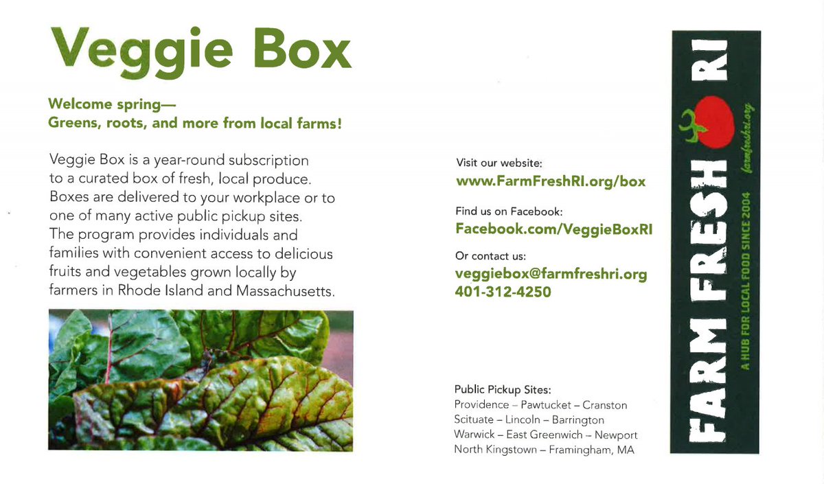 Be sure to subscribe to Veggie Box today for a box of fresh, local produce delivered directly to you!!!
