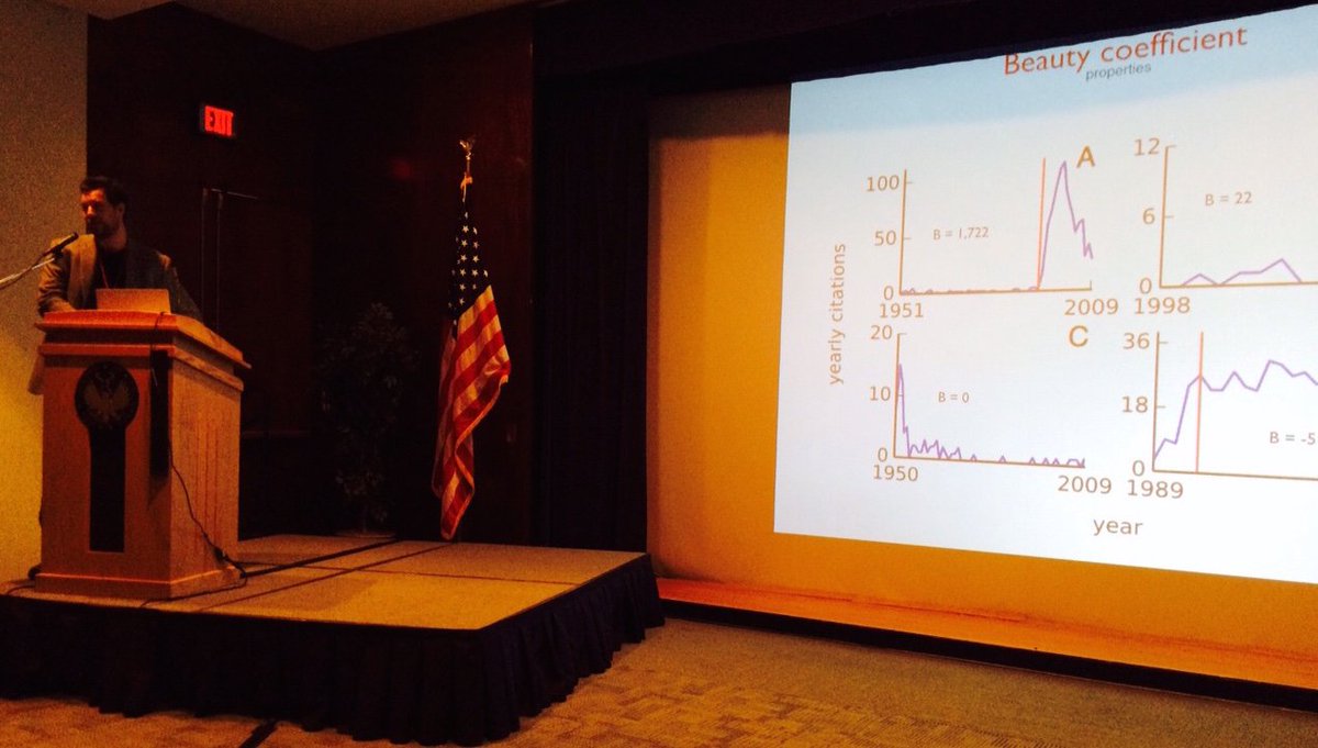 eigenfactor's tweet image. Filippo Radicchi on identifying "Sleeping Beauties" in science pnas.org/content/112/24… @icss2016