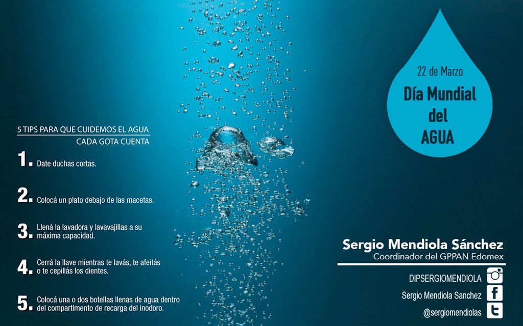 sergiomendiolas's tweet image. Hoy es el #DiaMundialDelAgua y el momento para recordarnos la importancia que tiene cuidarla. #concienticemonos