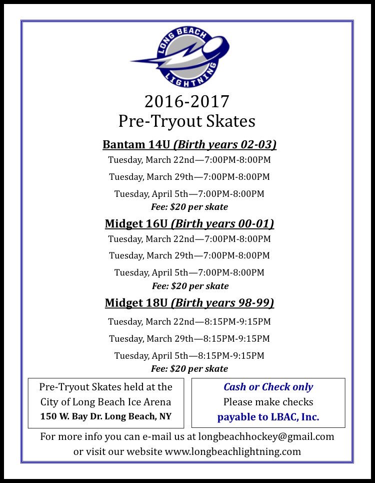 LBACIceHockey's tweet photo. Reminder: Tonight is the first brush up clinic for the Bantam, Midget 16U &amp; Midget 18U teams-Come on down! https://t.co/VHroA7Shwi
