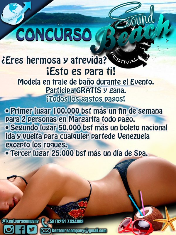 KentoursCompany's tweet image. Concurso Sound Beach Festival #kentourscompany #soundbeachfestival #concursosoundbeach #venezuela #rumba #margarita