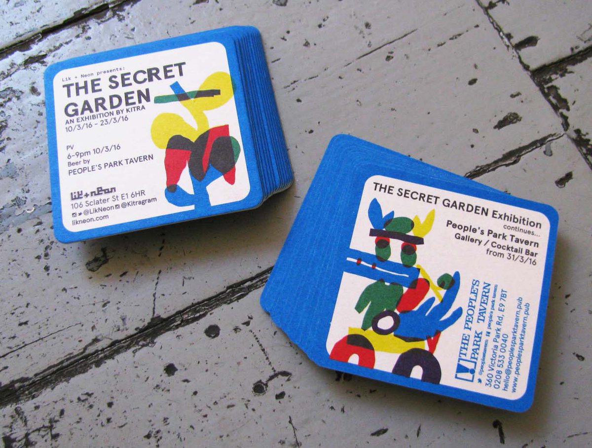 LikNeon's tweet photo. #beermats just arrived! visit #TheSecretGarden by @kitra ON TIL 27 MAR #SpringSeries2016 @likneon X @peoplestavern https://t.co/q6sTtOZj0H