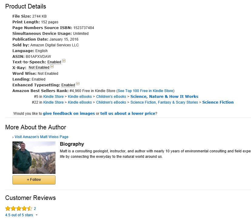 MattWeissAuthor's tweet photo. At start of 2nd promo day, cracked the top 5000 in Amazon free books and top 5 in Kids- How Science Works #MustRead https://t.co/VIy0EnxfSg