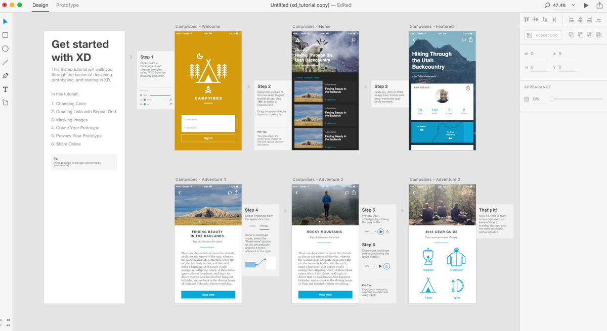 LearnXD's tweet photo. Wow, Adobe's latest tool, Adobe XD CC is a UX Designer's Dream! It's Sketch + more! RT @AdobeXD @creativecloud https://t.co/d15bW03Vam