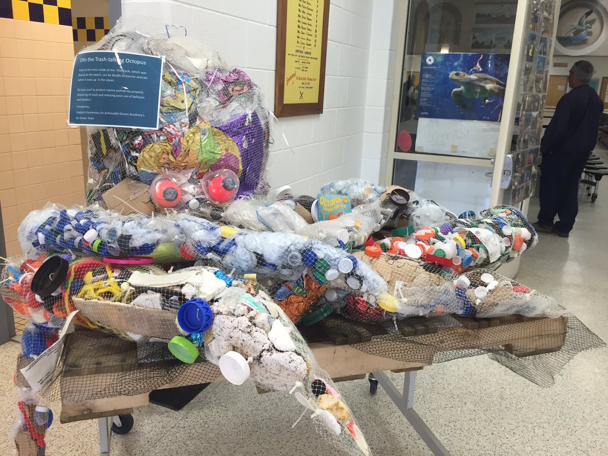 LRNow's tweet photo. Look at what the Seatack Elementary School students created &amp; displayed at the Solution to Ocean Pollution Summit! https://t.co/crsgHjFpbs