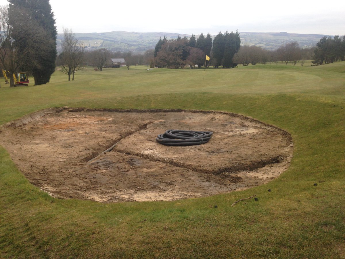 Renovation work being carried out to the 3rd &amp; 8th bunkers. Old sand removed and new drains installed.