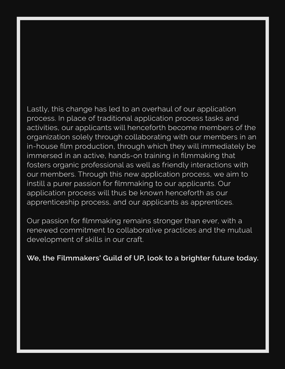 FilmmakersGuild's tweet photo. A STATEMENT ON ORGANIZATIONAL RESTRUCTURING AND OUR NEW APPLICATION PROCESS https://t.co/4Q5Eypl9Ju