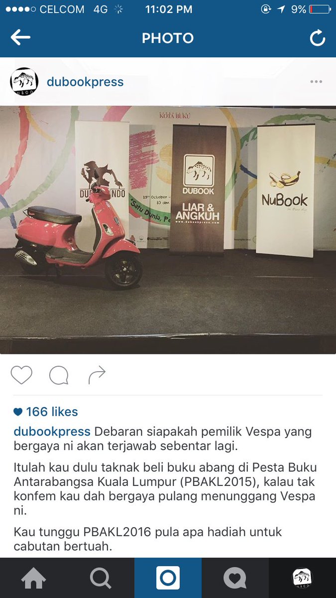 DuBookPress's tweet photo. Nindia. Yang bising cakap tahun lepas punya Vespa tak ada pemenang. #DuBookDanVespaBersahabatBaik https://t.co/atCZS3m3rc