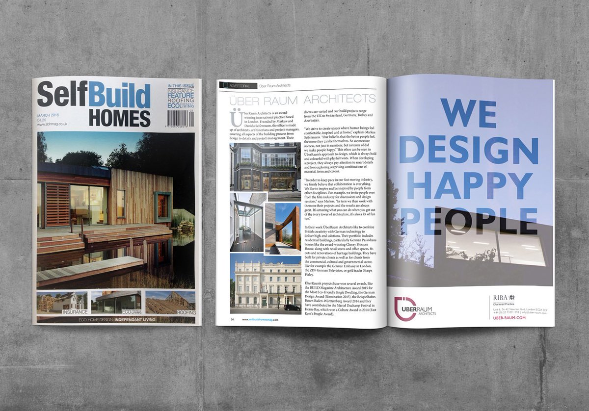 UberRaum_Arch's tweet photo. Nice feature about ÜberRaum Architects in the March issue of @SelfBuild_Homes #ecobuild2016 https://t.co/RBssLciZcO https://t.co/gTj9fvDHI1
