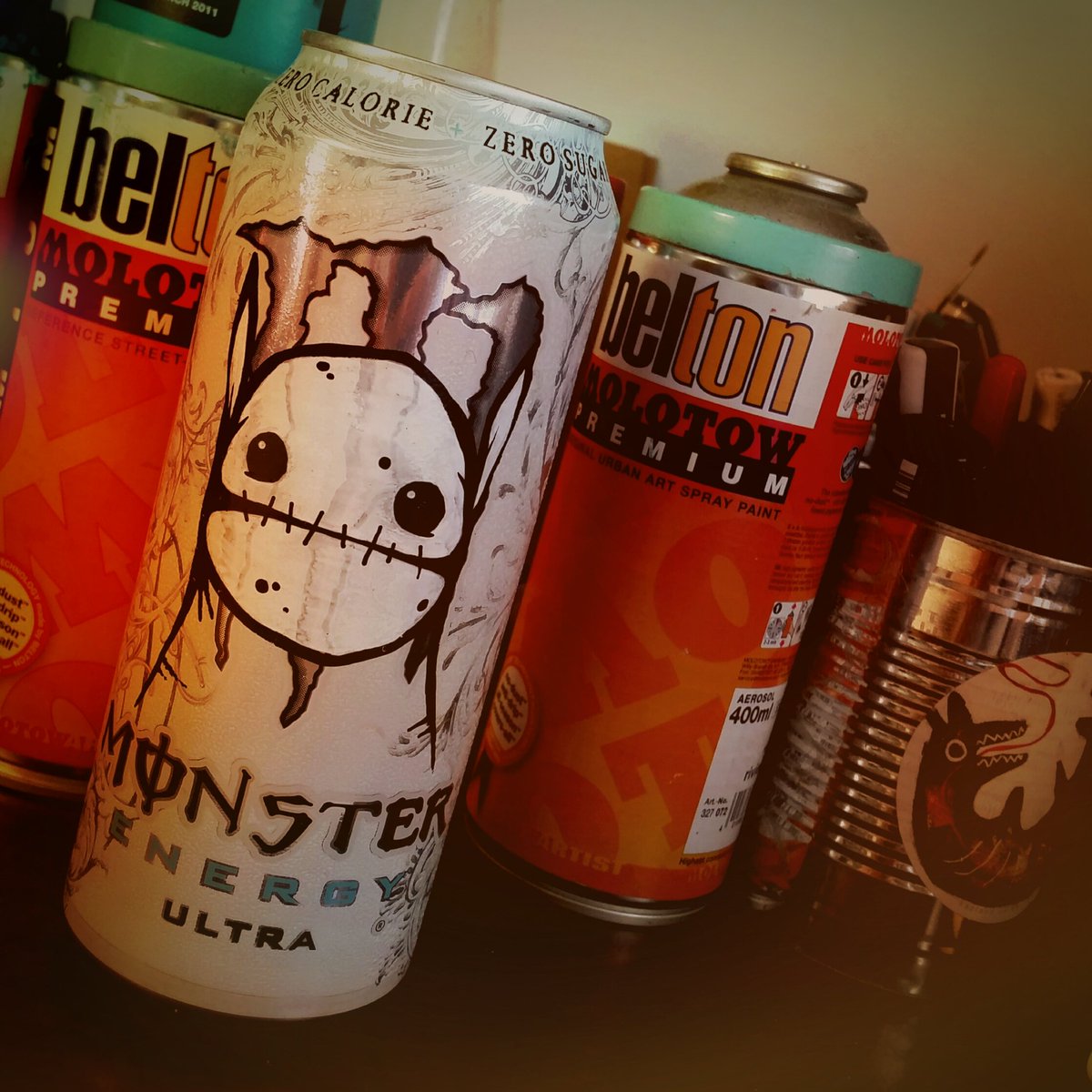 Korporate's tweet photo. RT TO WIN! @uni_posca on dead custom @MonsterEnergy can. Win on #FreeArtGoodFriday T&amp;Cs no bots, RT pic and #KorpCan https://t.co/dKYcgoUiuf