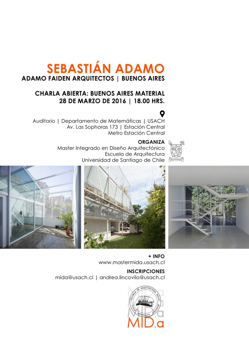 Charla gratuita del arquitecto Sebastián Adamo en la Universidad de Santiago- 28 de Marzo-18.00 hrs <a href="/Arq_Usach/">Arquitectura Usach</a>