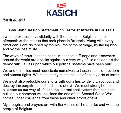 MN4Kasich's tweet photo. Today we offer our condolences to the people of #Brussels in the wake of this tragedy. https://t.co/hbfBUBD5uF