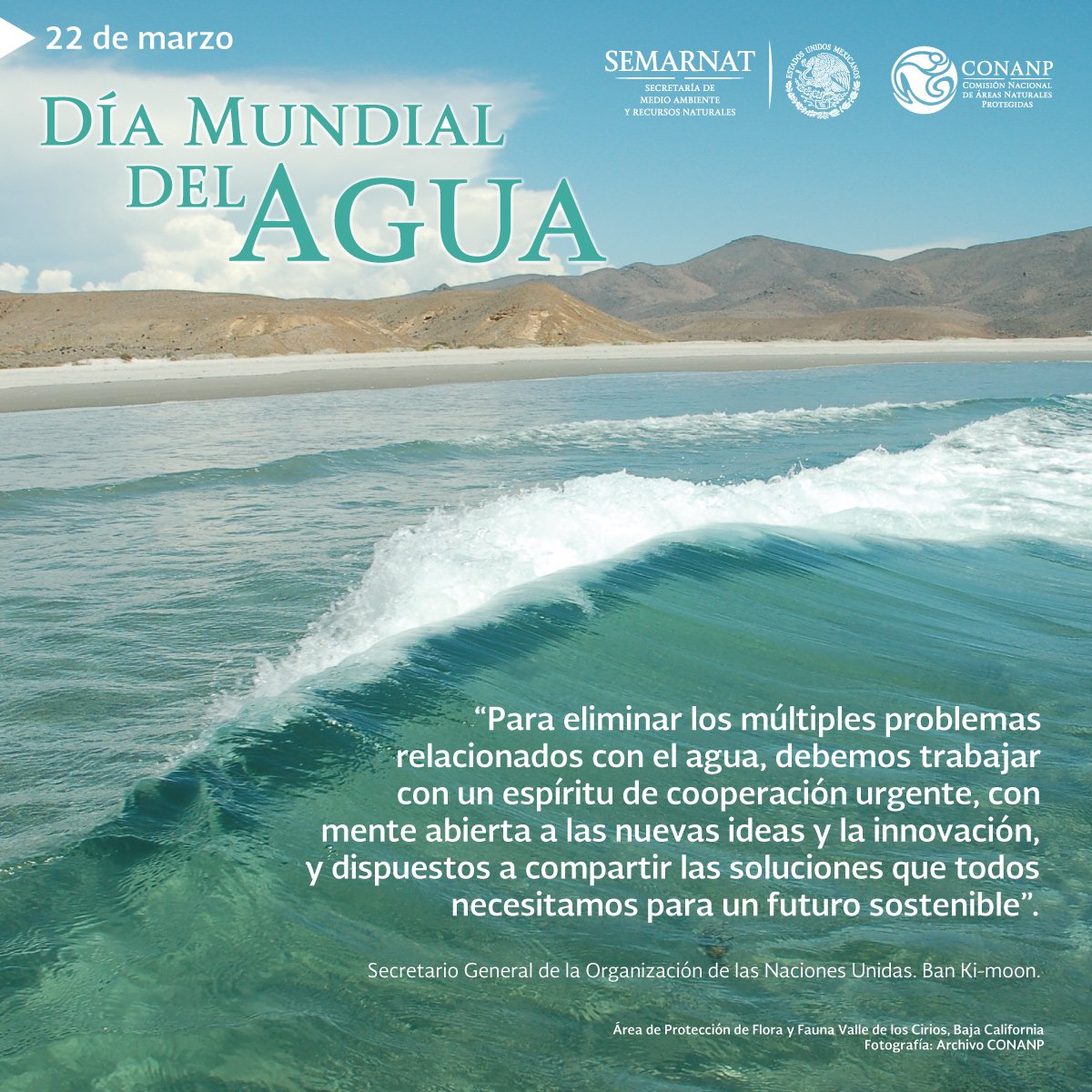 CONANP_mx's tweet photo. #FelizMartes
#Efemérides. El 22 de marzo celebramos el #DíaMundialDelAgua 💧 🌊 💧 https://t.co/rOsBamigJn