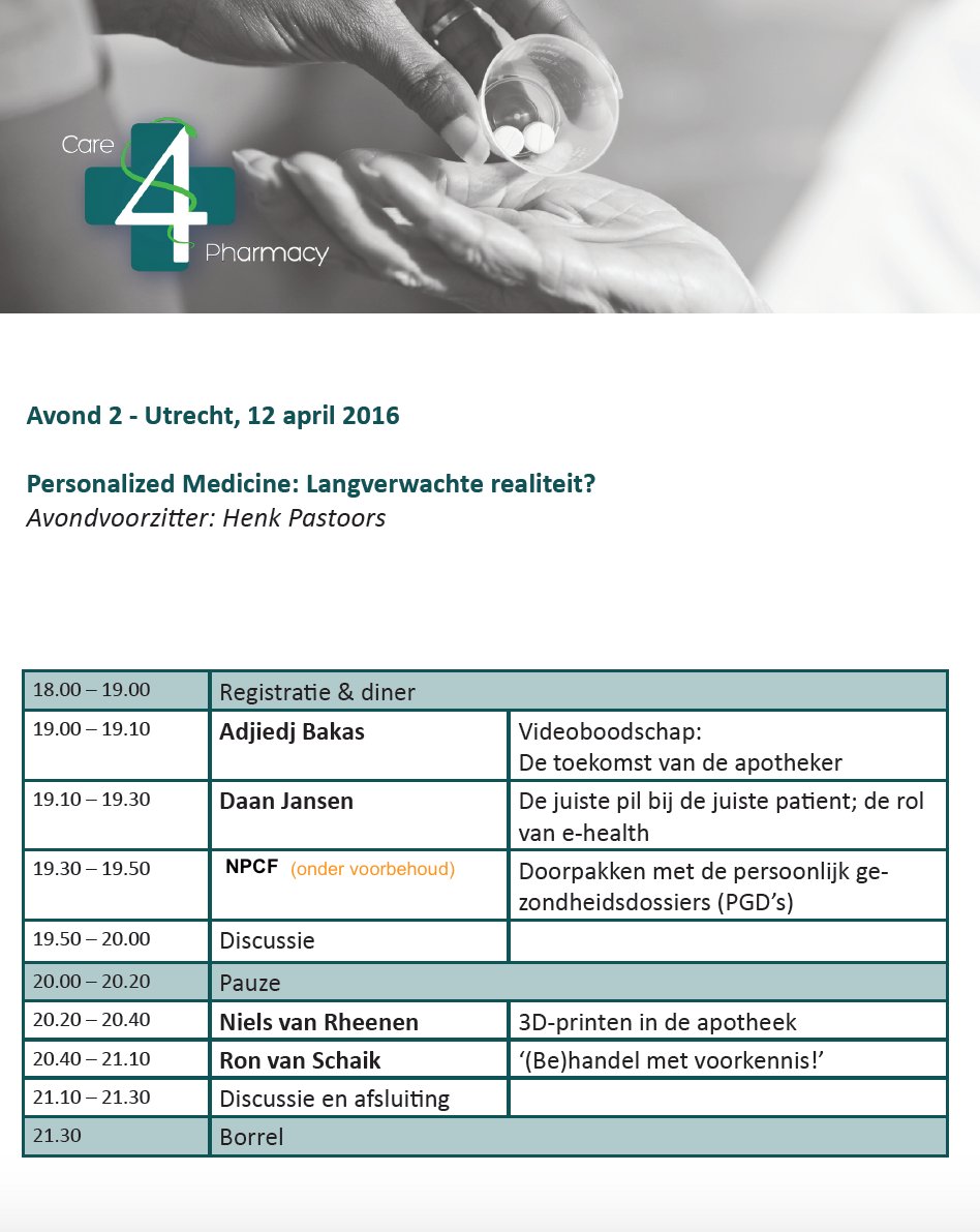 Bekijk het programma van avond 2 van #Masterclass 2016! Kijk voor alle sprekers op careforpharmacy.nl/masterclass/sp… Be there!