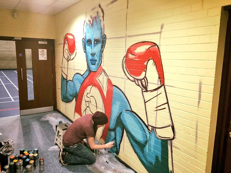 ClubHamer's tweet photo. Start of new graffiti art in club #CHAMP @RealCFrampton @XtineDorrian @Waitso @ShankillZone @sammymufc @PSNIBelfastN https://t.co/9wIqdBQeSv