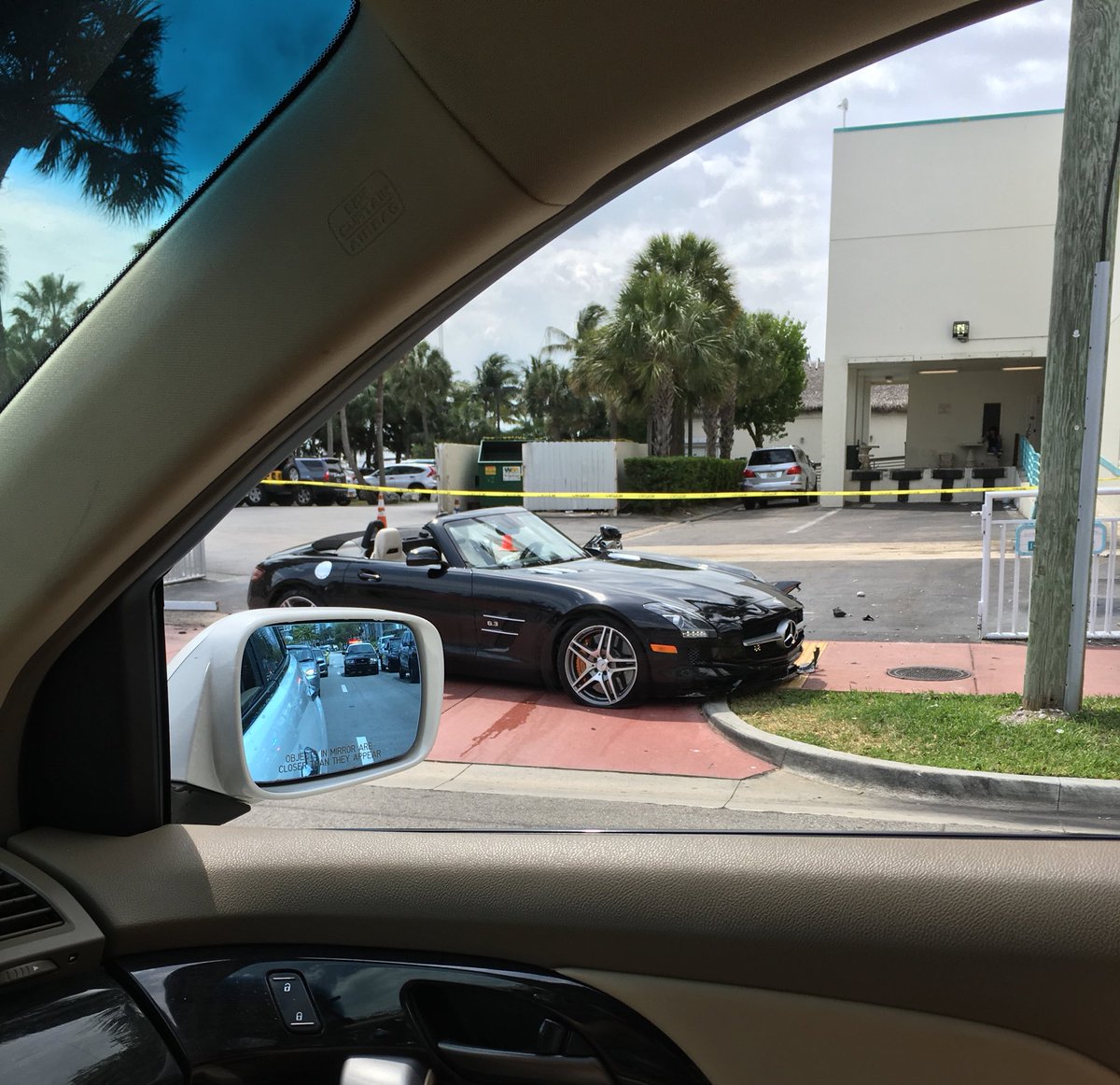 tg_nrg's tweet photo. #slr and a #Ferrari race aftermath (Dr. side damage)To the #mia hotel that needs 1 new led bollard call us😜 #tgnrg https://t.co/JexLS4medd