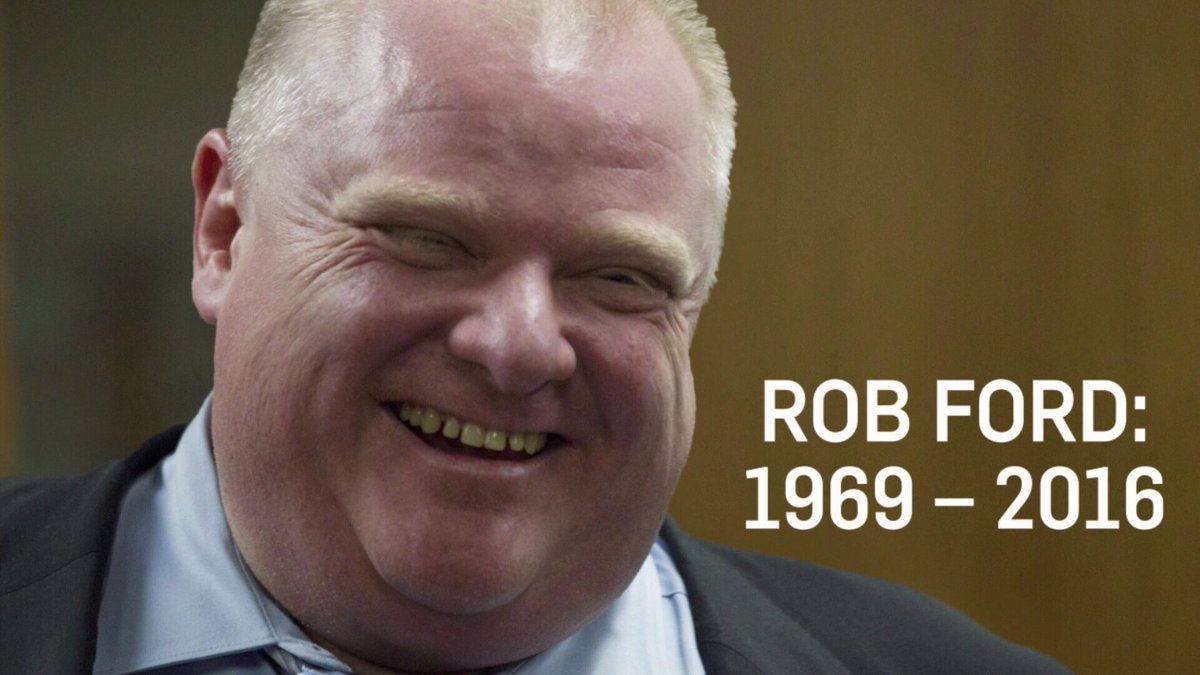 CTVToronto's tweet photo. Former Toronto Mayor Rob Ford has died after lengthy battle with cancer: https://t.co/CPwkNeBCfe @PeterAkmanCTV https://t.co/HpDNctckzm