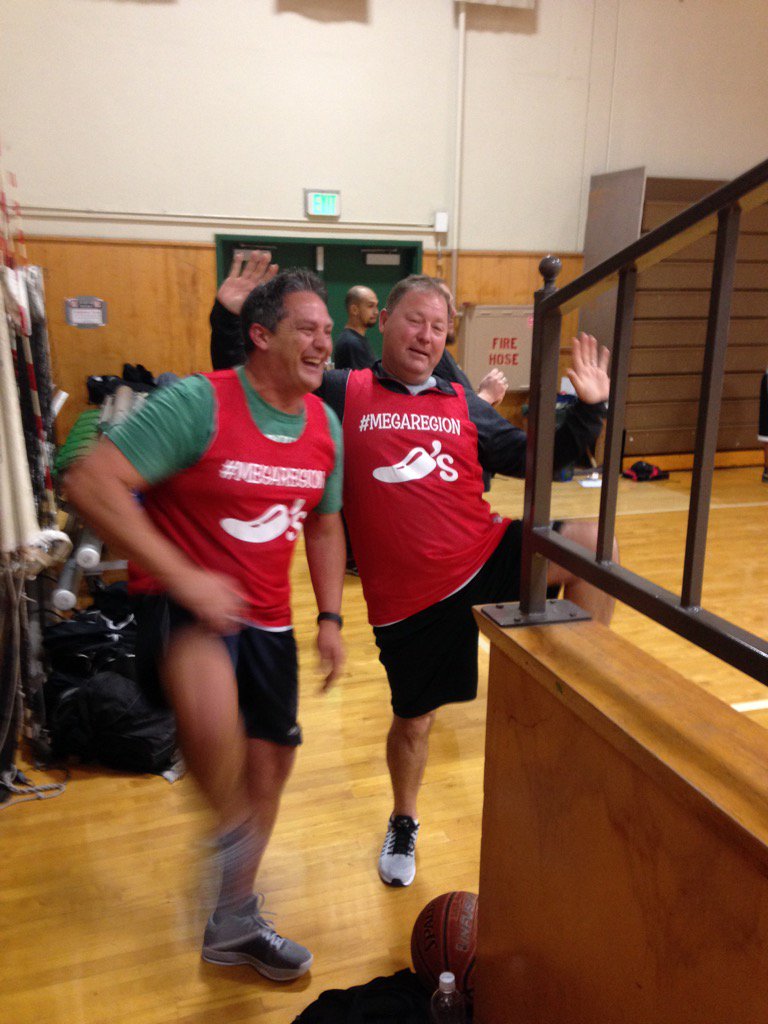 JBarraza6's tweet photo. So Cal Regional Basketball tourney! Tony and Ed stretching! #bestlife @steelerman1313 @GHChilis https://t.co/uHwIARrSiD