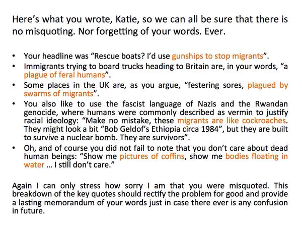 HughJaeger's tweet photo. .@BenjaminBollen Nazi hate-preacher @KTHopkins fuels the resentment that recruits misguided people to terrorism. https://t.co/CUF4a6OPFX