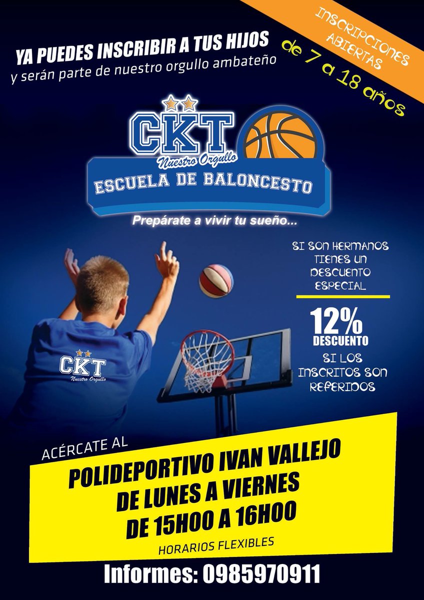 BaloncestoCKT's tweet photo. Lo que esperabas inscripciones abiertas...
Prepárate a vivir un sueño, te esperamos... 
#CKT Nuestro Orgullo... https://t.co/YfiM58qbhW