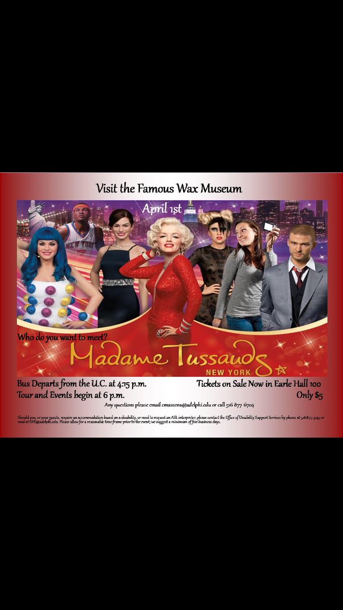 aunewhallb's tweet photo. Only $5 to see your favorite (wax figure) celebrities! April 1st, includes transportation to NYC! https://t.co/0fEm55t6ti