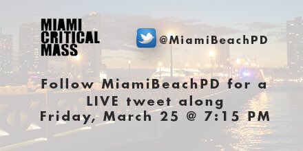 Critical Mass is coming to Miami Beach Fri 3/25 @ 7:15PM. Expect #traffic delays. We will be LIVE tweeting updates.