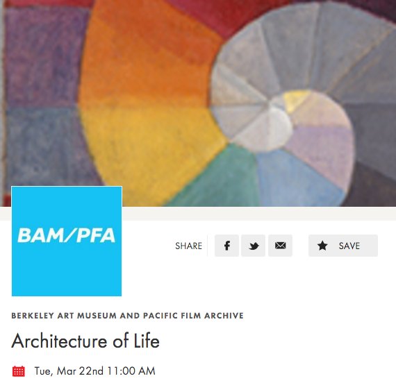 RedRoverSF's tweet photo. Explore the Architecture of Life TODAY @BAMPFA. https://t.co/DKjgu6uiDc https://t.co/QvLt9hwodx