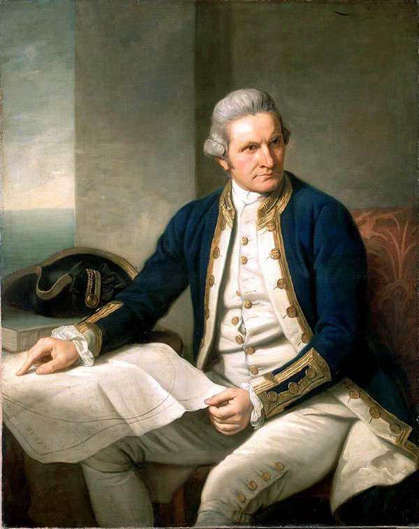 Off_Valpo's tweet photo. 22.MAR.1768 Capitán #James_Cook (UK) recala a la #isla_de_Pascua durante su segundo viaje a bordo del #HMS_Endeavour https://t.co/AdMJyVZL1Y
