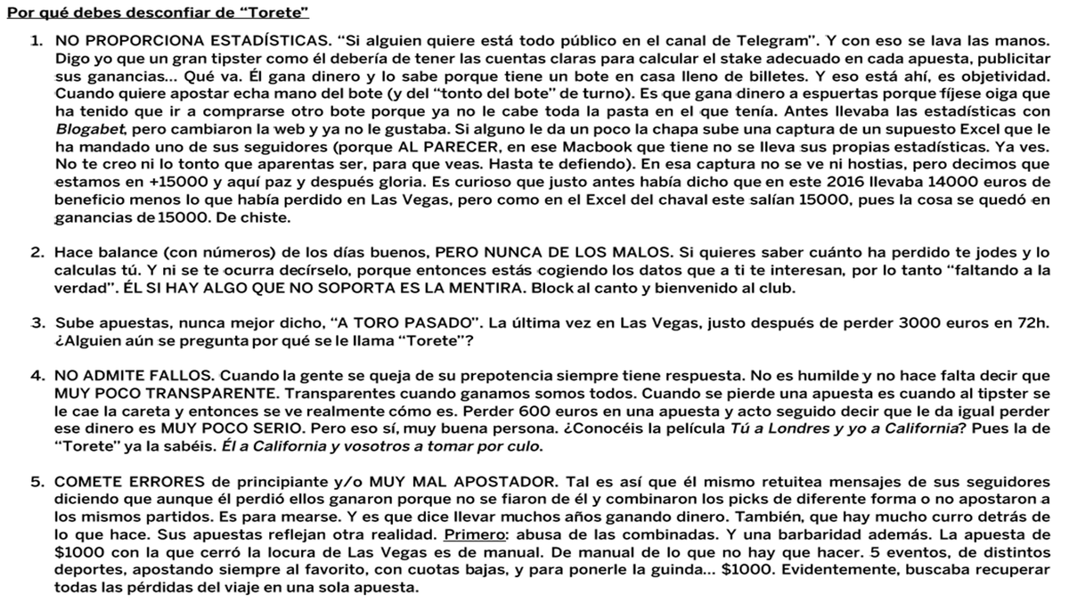 SoyGepeto's tweet image. Desmontanto a @TipsterApuesta, también conocido como "Torete". Lee y llámame hater.