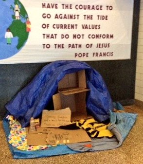 BC4Justice's tweet image. @bishopcanevin homeless display for #NomadProject
