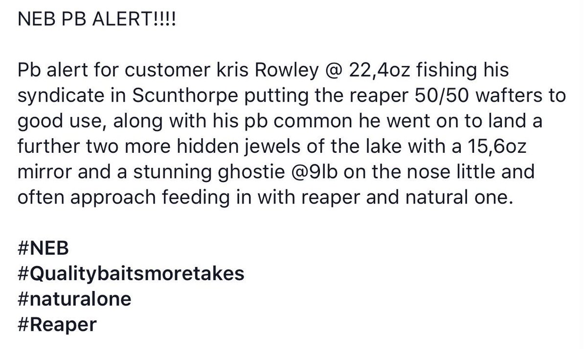 NorthEastBaits's tweet photo. #CustomerReport in and it's a PB! Well done Kris Rowley. Good skills mate!

#QualityBaitsMoreTakes #NEB https://t.co/e1alNiqLak