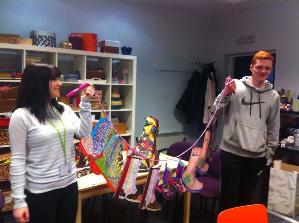 Well done to Lewis, David, Connor &amp; Dylan working hard at Pye Studios on artwork to display <a href="/HSJWigan/">Hop Skip and Jump</a>