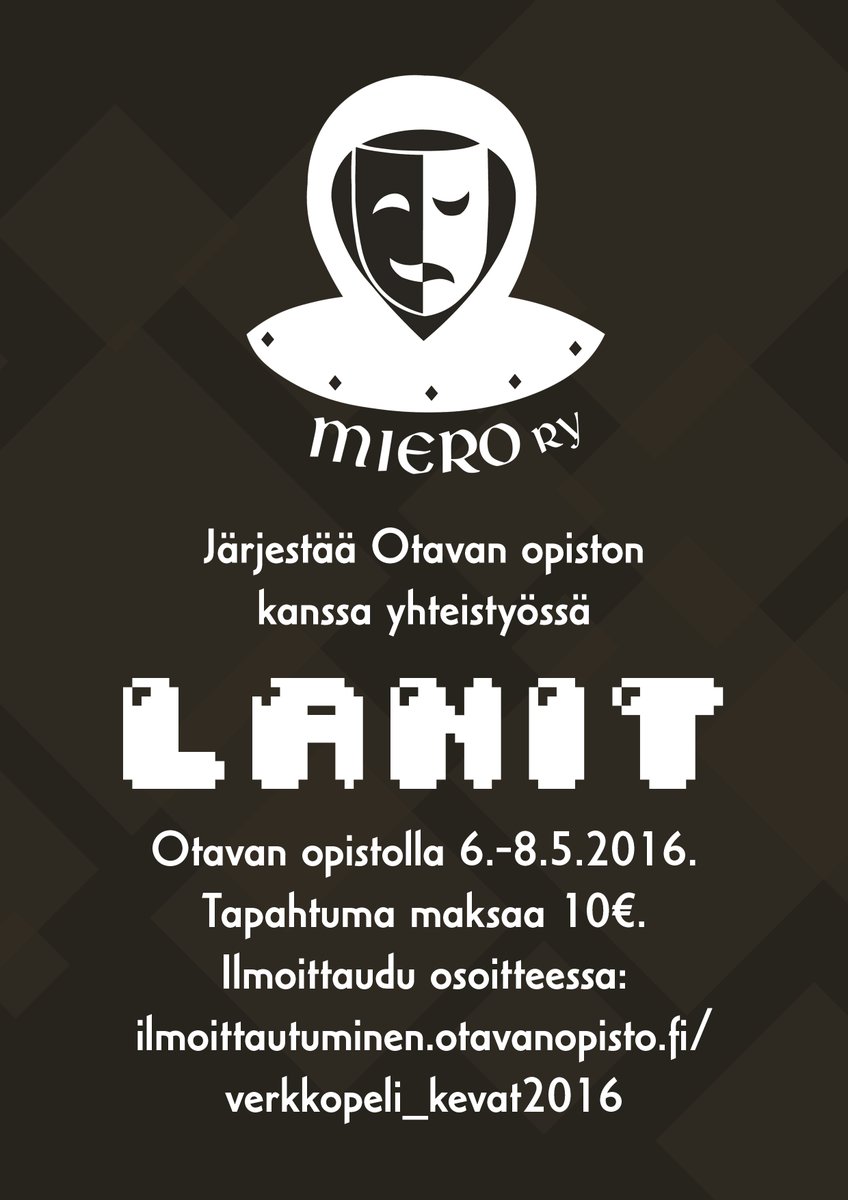 Miero_ry's tweet photo. Miero järjestää lanit Otavan opistolla! Ilmoittaudu osoitteessa https://t.co/NXnQAfOahM https://t.co/sCea5vXoAY