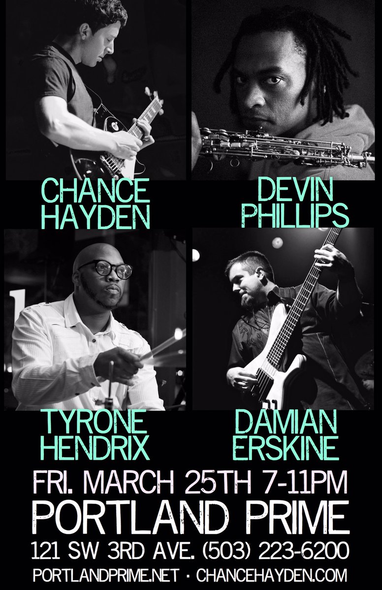 portlandprime1's tweet photo. Happening at Prime this Friday night 🎼 #PrimeMusic #ChanceHayden #DevinPhillips #TyroneHendrix #DamienErskine https://t.co/lUl9JVB78K
