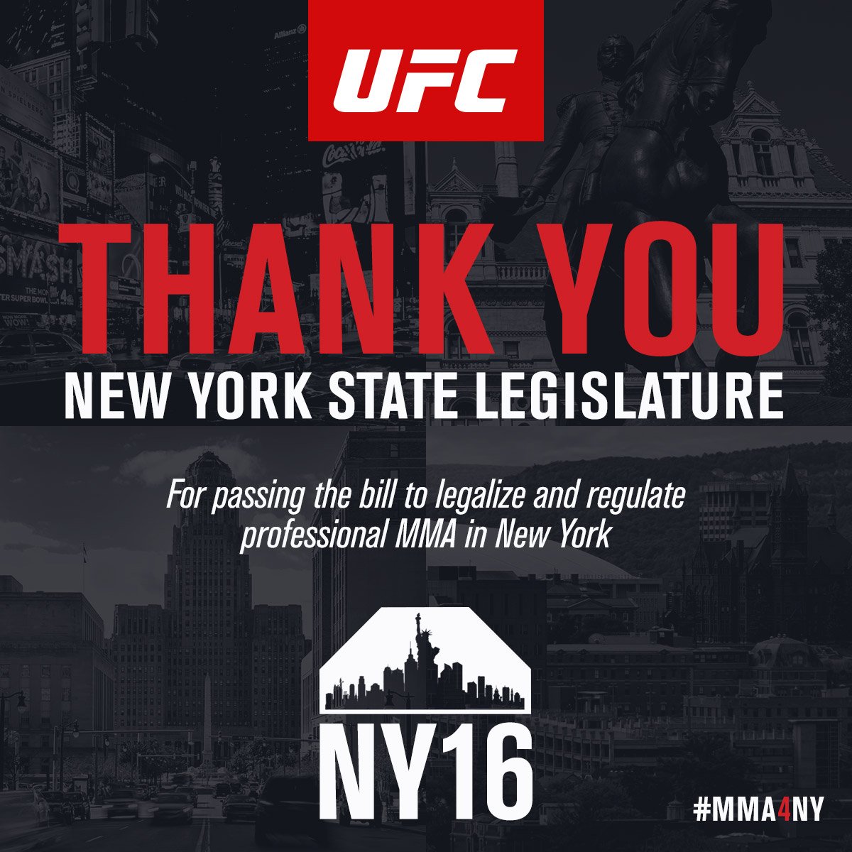 "<a href="/ufc/">UFC</a>: Thank You NY State Legislature for making MMA in New York a reality! #MMA4NY "
<a href="/BruceBlitz/">Blitz Sports Network</a> finally!