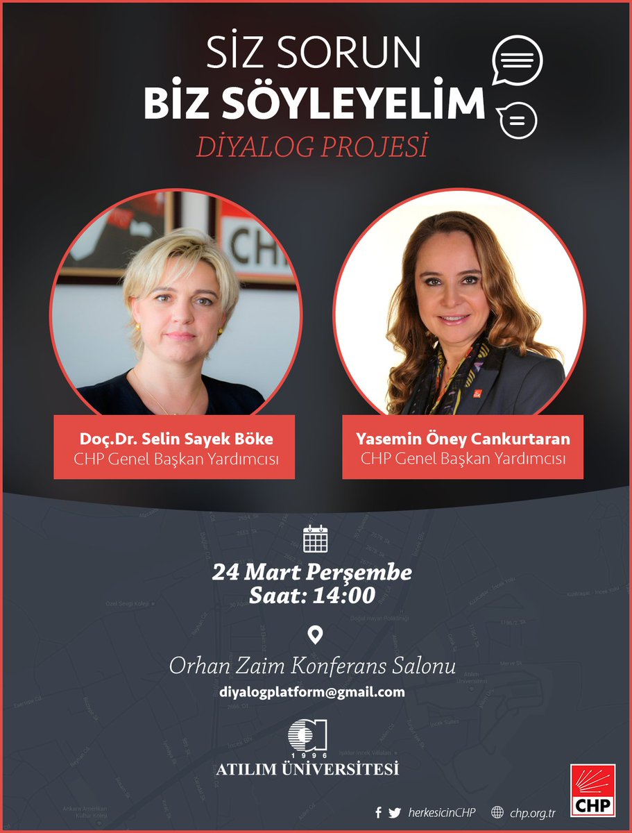 herkesicinCHP's tweet photo. Genel Başkan Yardımcılarımız @selinsayekboke ve @yaseminoney34, 24 Mart günü öğrencilerin sorularını yanıtlayacak. https://t.co/ZxIAONO508