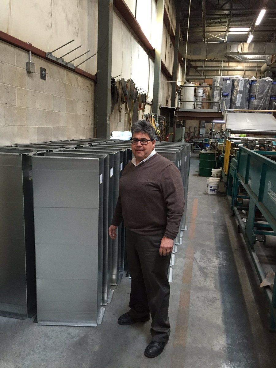 The fearless leader, Steve Perrone, of #HarringtonAirSystems takes to the shop floor. #sheetmetal