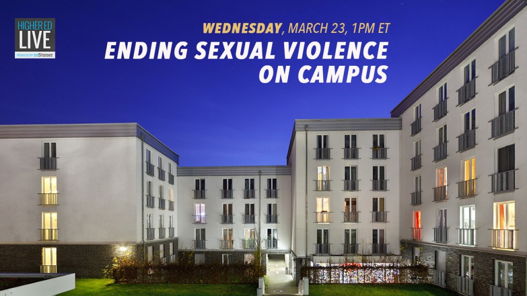 ACPA's tweet photo. This week's @higheredlive discuss's ending sexual violence. Watch Wednesday at 1pm EST: https://t.co/403r9NcaGD https://t.co/2Rb3c4OmeG