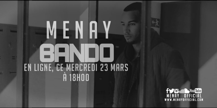 Menay_Official's tweet photo. Mon nouveau clip "bando" sortira demain à 18h00.
#Menay #Bando #OGSinatra https://t.co/t7AN9XQk3o