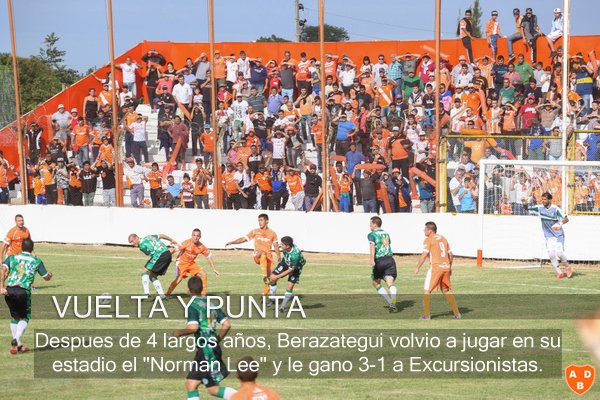 Después de 4 largos años, Berazategui volvió a jugar en su estadio el "Norman Lee" y le gano 3-1 a Excursionistas.
