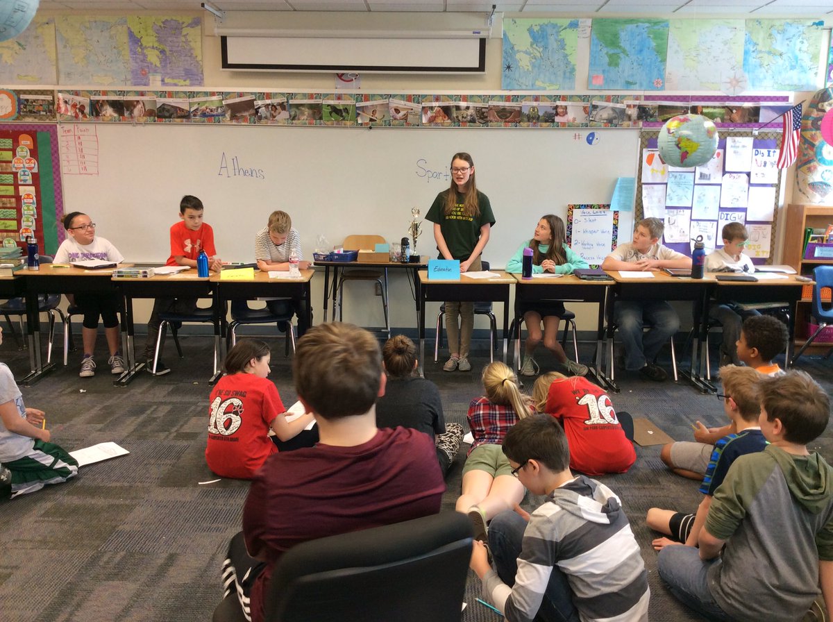 JenKoerner's tweet photo. Debating aspects of life in Sparta to life in Athens during a class form. #team512 @OPC512 @theSMSD https://t.co/ha0vrEWeoJ