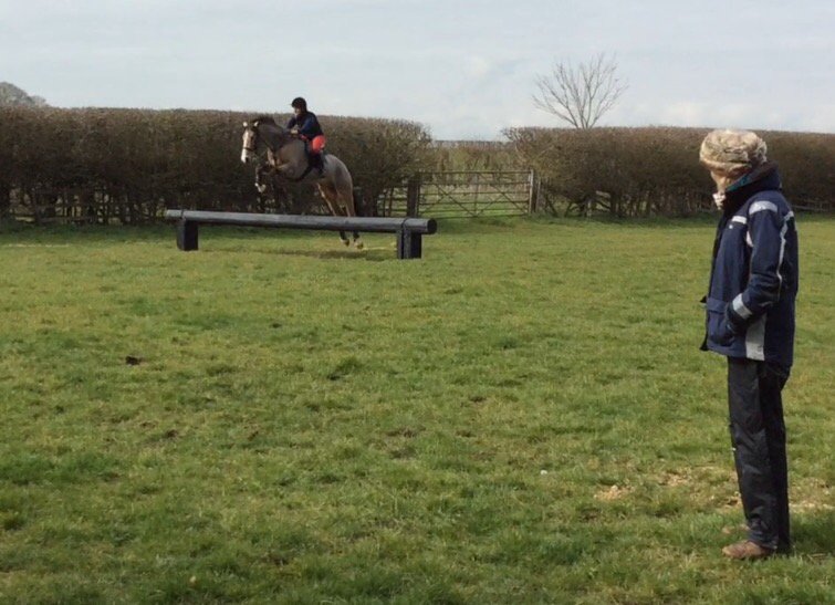 Fab morning with @LucindaGreenMBE at Grange de Lings. The baby yellow pony learnt a lot + we enjoyed every minute!