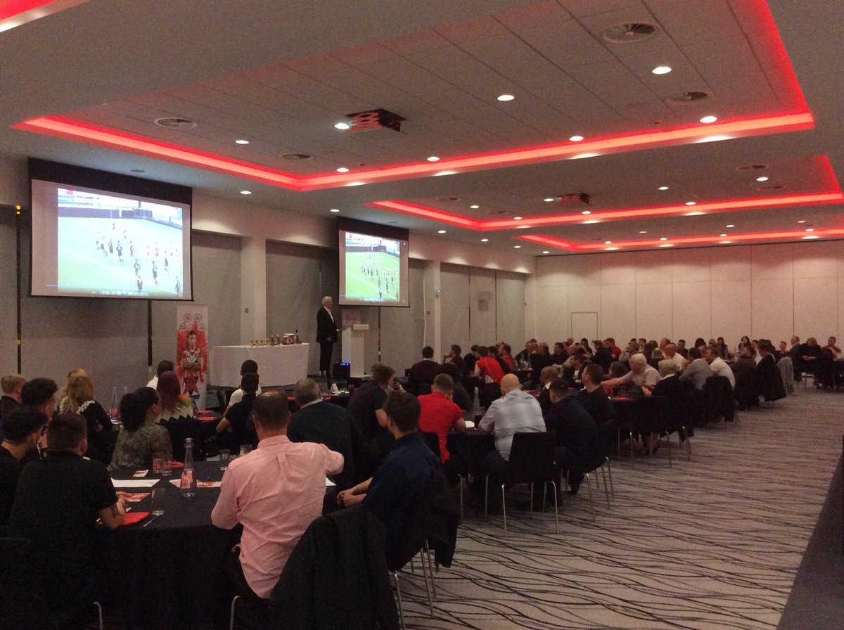 SalfordRLFC_F's tweet photo. Underway way at the Salford Red Devils rising stars presentation, hosted by @TheTrevorHunt. @SalfordDevils @carvs81 https://t.co/PP61F2mLwa