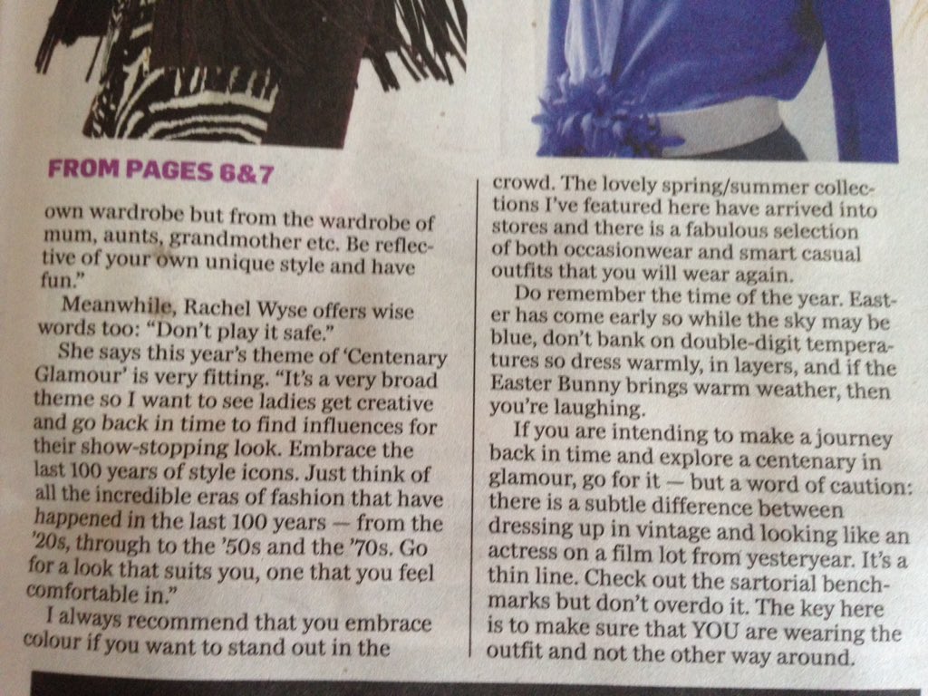 ARmillinery's tweet photo. Lovely feature in the Indo today with style advice from @bairbrepower for @CartonHouse #MSL next Monday @Fairyhouse https://t.co/fdg6xVD6lu