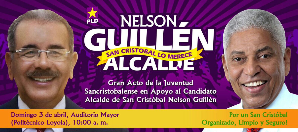 TodoNaveRD's tweet photo. Este domingo 03 de abril la Juventud dice que si al rescate de la dignidad de San Cristóbal #NelsonGuillénAlcalde https://t.co/cVfRmju7T0